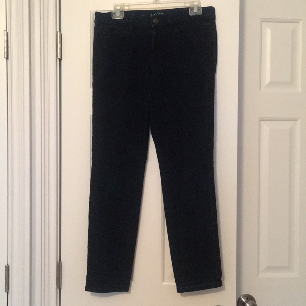 LOFT modern skinny jeans, dark rinse, black stripe - Picture 2 of 5